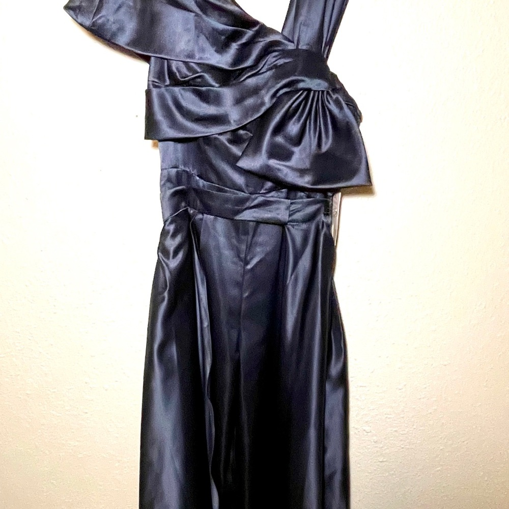 Elegant Navy Blue Satin Dress